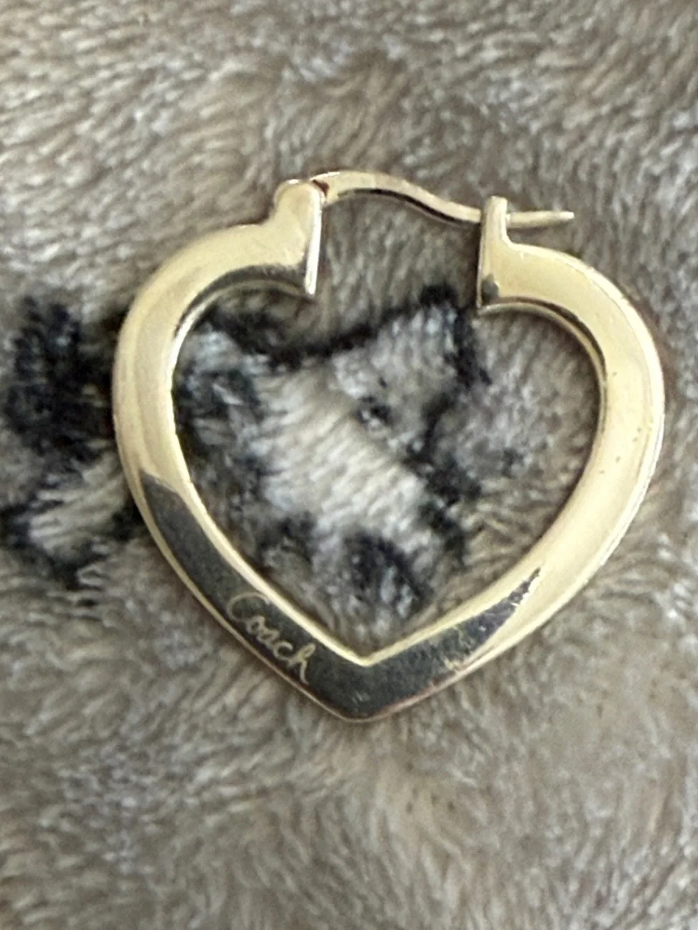 COACH Sterling Silver Open Heart Hoop Earrings - Picture 2 of 5